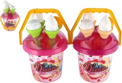 Sandlegesæt is med lyserød spand