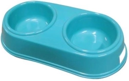 Dobbelt hundeskål 26,5 × 12,5 cm, plast, mix farver