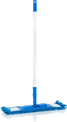 Flad chenillemop med teleskopstang, mørkeblå (42 × 13 cm, 68–120 cm)