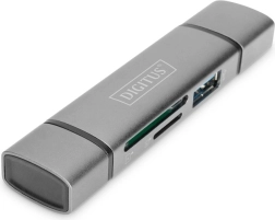 3-port kortlæser USB Type C/ USB 3.0 SuperSpeed SD Micro SD Digitus grå
