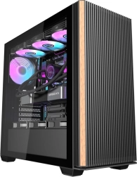 Computer kabinet Darkflash DS900WS sort med panoramaglas og 4 ARGB-blæsere