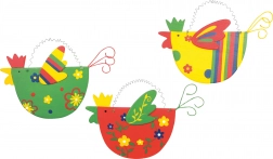 Farverige træhøns – sæt med 3 stk.