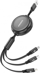 Foneng X113 3-i-1 udtrækkeligt opladningskabel 1,1 m sort