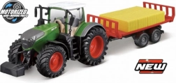 Bburago 10 cm landbrugstraktor Fendt 1050 med trailer til baller