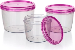 Sæt med runde plastmadkasser 3 stk.