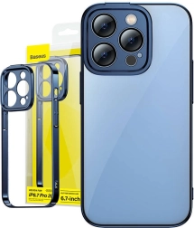 Etui og hærdet glas Baseus Glitter til iPhone 14 Pro Max blå