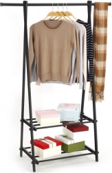 Metaltøjstativ med 2 hylder, sort MODERNHOME