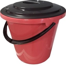 Plastspand med låg og måleskala 10 l – mix af farver