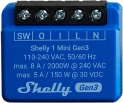 Controller Shelly 1 Mini Gen3 med Wi‑Fi og Bluetooth