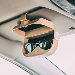 Brille- og kortholder til bilen med klemme – beige