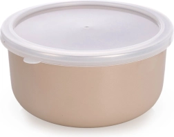Emaljeskål med låg, beige 16,5 cm, 1,3 l