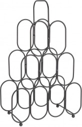 Metal vinreol, sort, 9 flasker, 36 × 56 cm