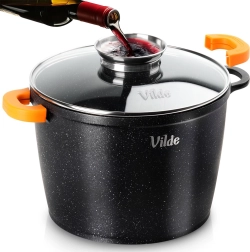 Granitgryde med glaslåg TERRUNA AROMA 24 cm, 6,7 l