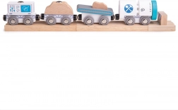 Bigjigs Rail træ-minetog med skinner og bufferstop