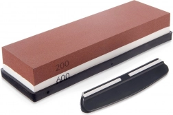 Dobbeltlaget slibesten til knive 18,5 × 6 × 3 cm med vinkelguide-klips