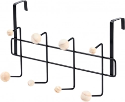 Ophængt dørknage af metal og træ 37 cm, sort