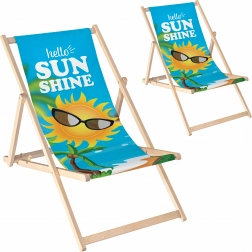 Sæt med 2 stk. sammenklappelige træliggestole til have og strand, justerbare