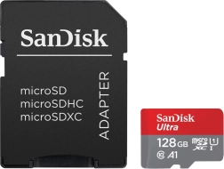 SanDisk Ultra microSDXC hukommelseskort 128 GB A1 140 MB/s + SD-adapter