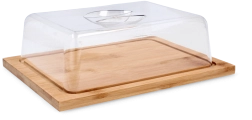 Bambus serveringsbræt med gennemsigtigt låg 25 × 19 × 7,5 cm