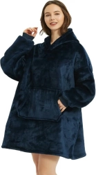 Varm tæppe-hoodie med hætte blå 2-i-1