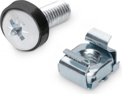 Monteringsskruer M6 19,8 mm med møtrikker og skiver til rack 10" og 19", sæt med 50 stk., sølv – DIGITUS