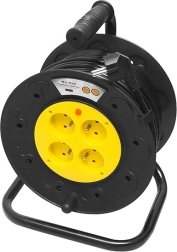 Forlængerledning 4 stik med jordforbindelse 50m tromle PVC