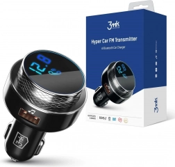 biladapter og FM-transmitter med Bluetooth, 2× USB-A, kortlæser og hurtig opladning