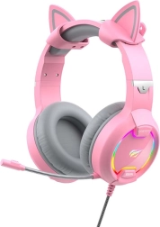 Gaming-headset med katteører Havit Gamenote RGB rosa