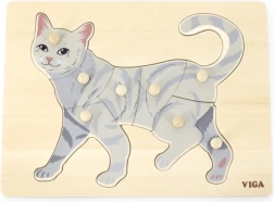 Træpuslespil med knopper kat VIGA Montessori