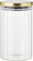 Glaskrukke til tørvarer med låg og tætningsring 1 l