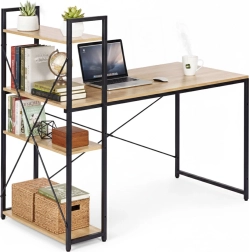 Skrivebord 120 × 60 cm med reol og 3 hylder i loft-stil ModernHome