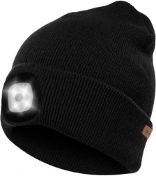 Vinterhue med LED lys USB - Sort Beanie
