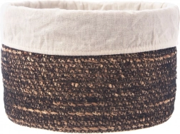 Håndflettet opbevaringskurv med aftagelig stofindsats 20 × 13 cm