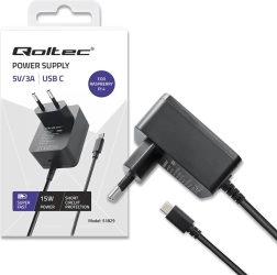 USB‑C oplader 15 W til Raspberry Pi 4 med Power Delivery – sort