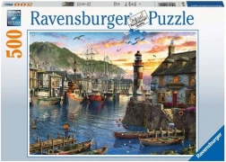 Ravensburger puslespil solopgang i havnen – 500 brikker