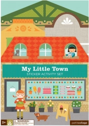 Petit Collage genanvendelige klistermærker med scenen Min lille by