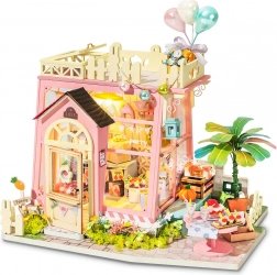 Miniature dukkehus ROBOTIME Holiday Party Time – DIY byggesæt med LED