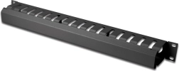 1U kabelorganisator til 19″ rack, kabelkanal, sort RAL 9005