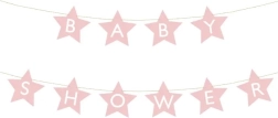 Banner til babyshower med stjerner – Lyserosa