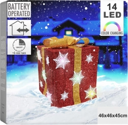 Lysende julegave med LED, rød, 46 cm