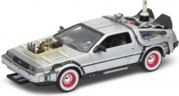 Metalmodel af DeLorean-bil fra filmen Tilbage til fremtiden III i skala 1:24