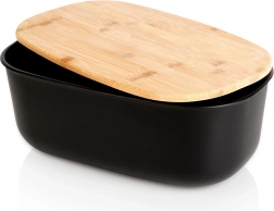 Brødbeholder med bambuslåg, sort 39 × 23,5 × 15,5 cm VILDE