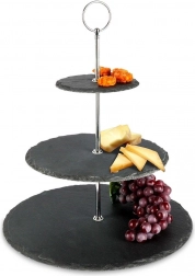 Trepunkts sort stenserveringsstativ 31 cm