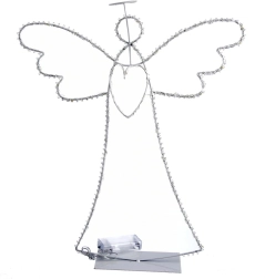 Metalengel med LED-glorie, hvid