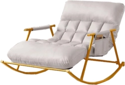 Dobbelt gyngestol med metalbase i guldfarve – hvid