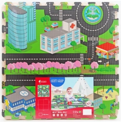 Blødt skum-puslespil by på gulvet 118 × 118 cm