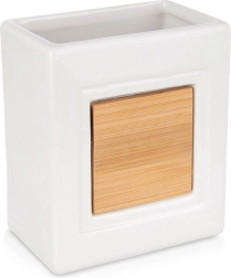 Badeværelseskrus i dolomit med bambus, hvid