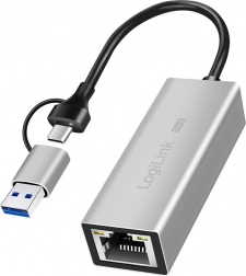 Adapter USB‑A/USB‑C til 2,5G Ethernet, grå
