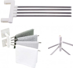 Drejeligt vægophæng til håndklæder med 4 arme uden boring