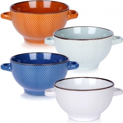 Sæt med keramiske skåle med håndtag 620 ml, 4 stk.